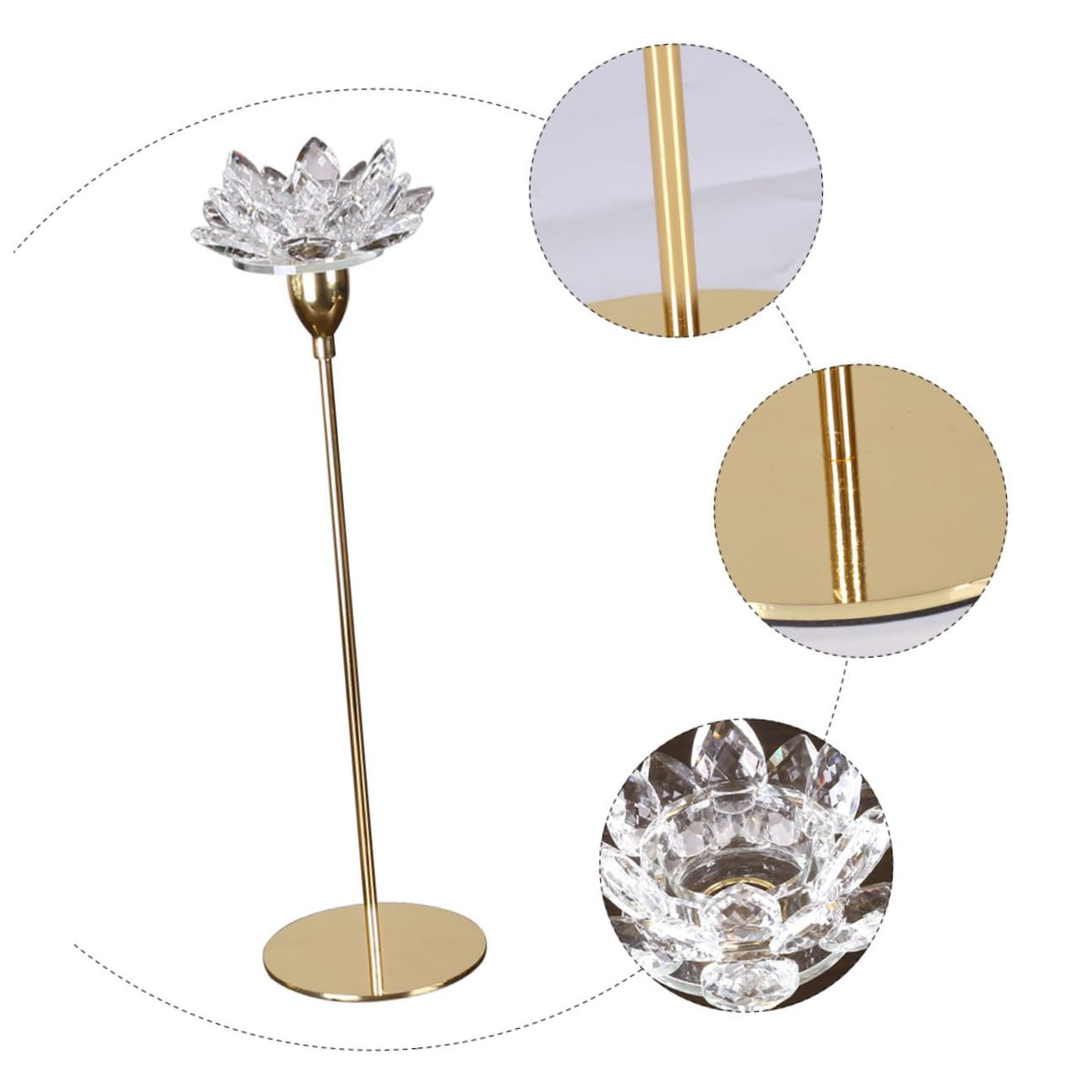ZUNOXAZ Modern Minimalist Metal Candlestick Holder Small Crystal Lotus Candleholder Decorative Wedding Candle Stand for Home Décor
