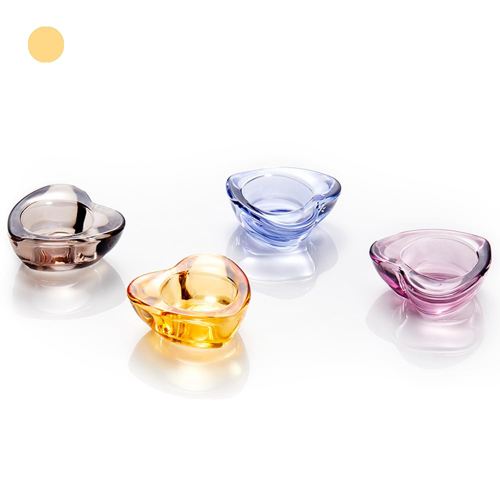 Elivia Gold Tealight Candle Holders - Set of 12, Heart-Shaped Chunky Glass Candle Holder, 2.9" Diameter - CH02 - Rusty Orange