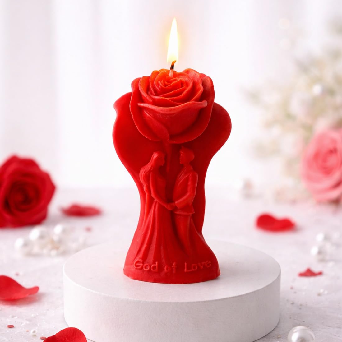 Valentine's Day Decorations 3D Scented Candle Gift for Wedding Engagement Party, Anniversary Candles Gifts for Girlfriend Wife Couples
