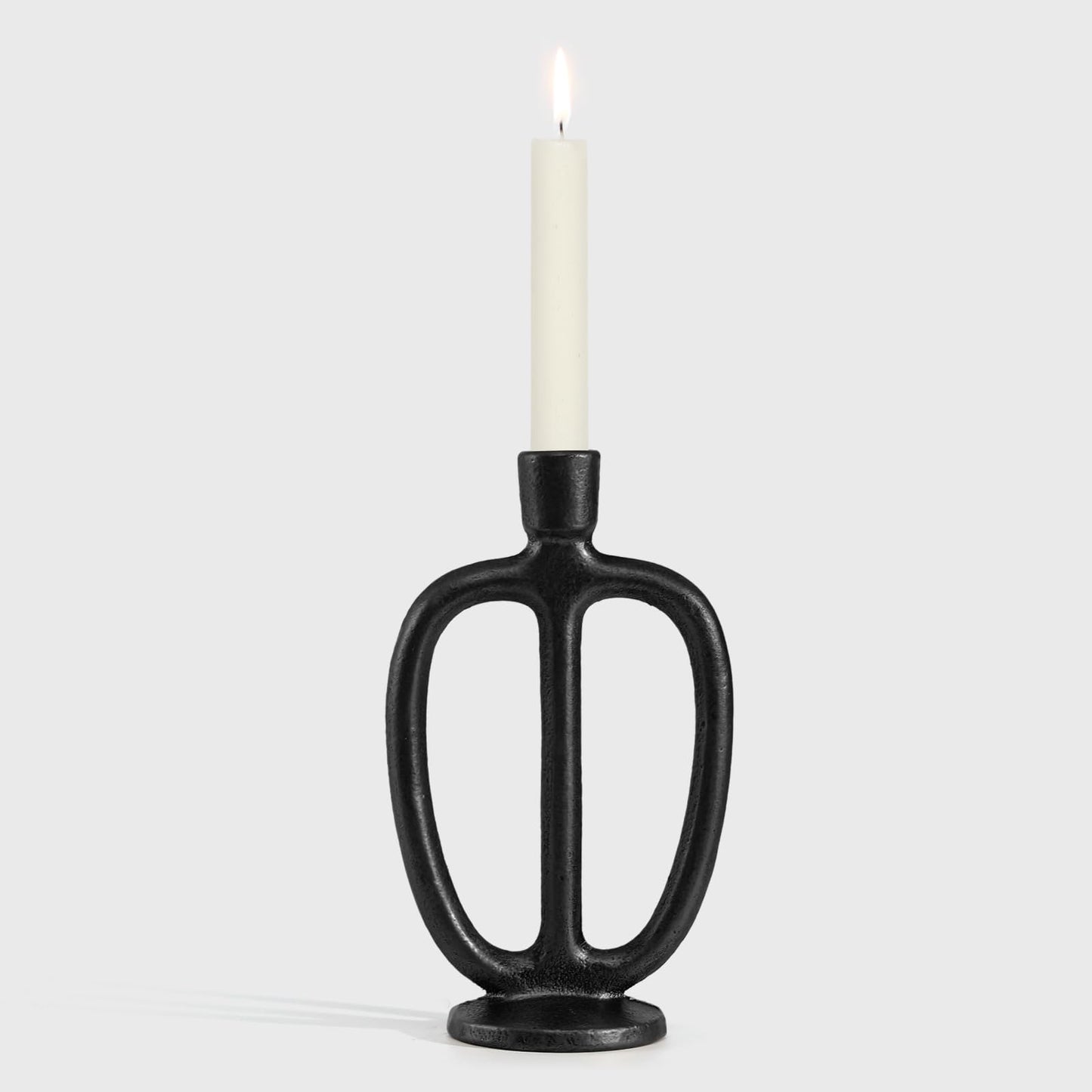 Matte Black Iron Candle Holder Retro Taper Candle Sticks Stand Decor Farmhouse Candlestick Holders for Home Wedding Party Dinning Table Centerpiece (Black, L)