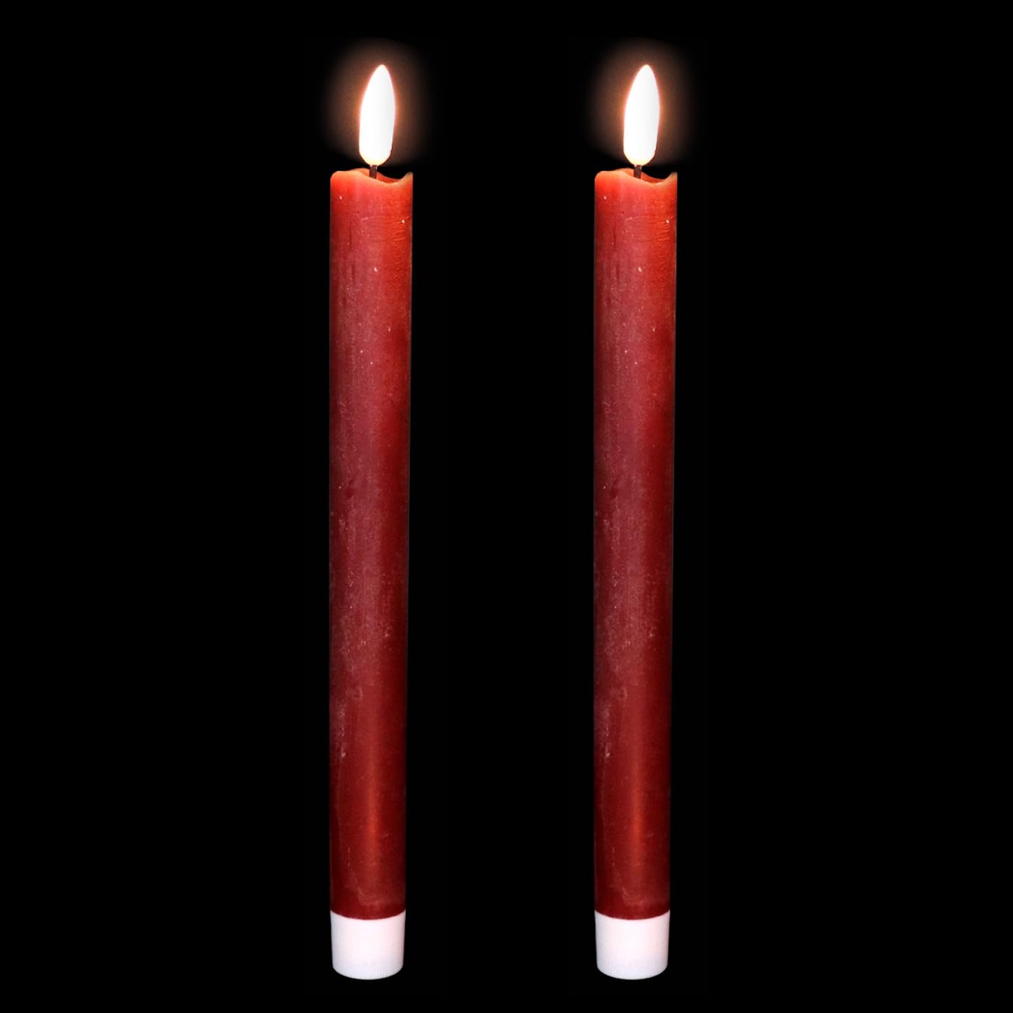 Wondise Flameless Taper Candles with Timer, 2 Pack Battery Operated Flameless Flickering Candles Real Wax Burgundy LED Candle for Christmas Wedding Dinner Decorations