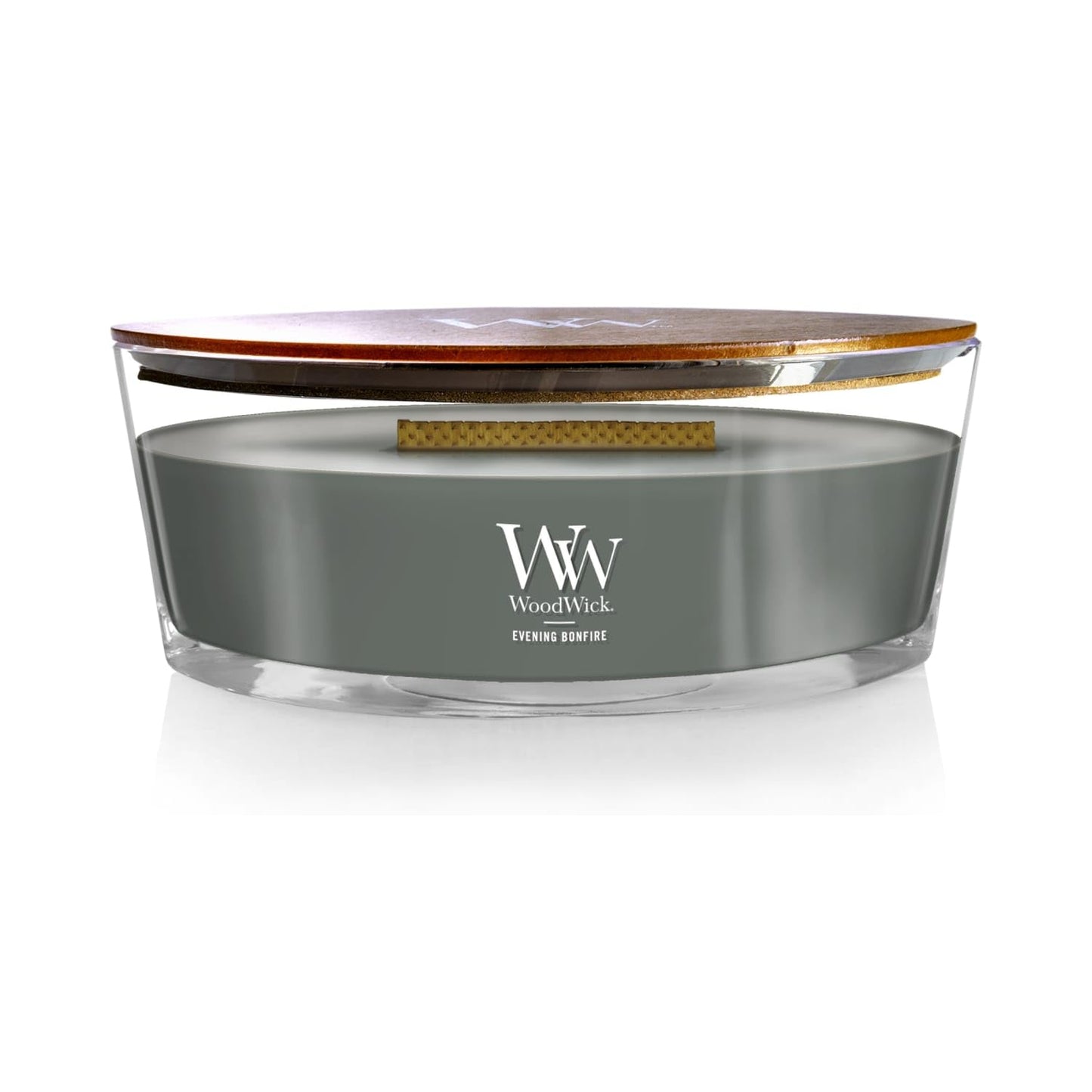 WoodWick Evening Bonfire Holiday Candle Gifts for Women and Men, 16 oz Ellipse Candle with Crackling Wick