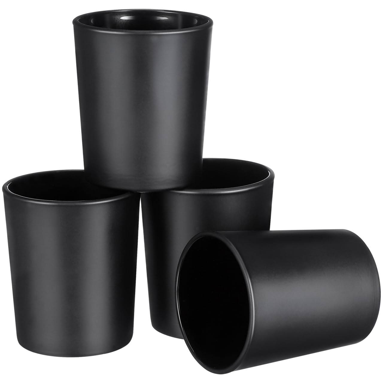 Healifty Matte Black Candle Holders, Set of 4 2-Inch Votive Glass Vessels for Table Centerpiece, Frosted Tealight Cups for Valentine’s Day and Modern Wedding Decor