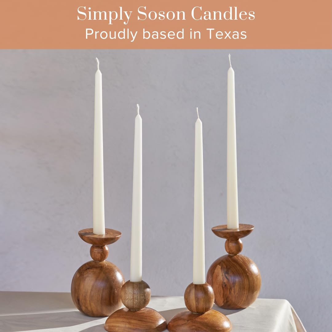 Simply Soson Ivory Taper Candles 10 inch Dripless, Set of 4, Dripless Taper Candle Sticks, Tall Candlesticks Long Burning Perfect for Dinner, Wedding, Party or Christmas Tapered Candles Decor