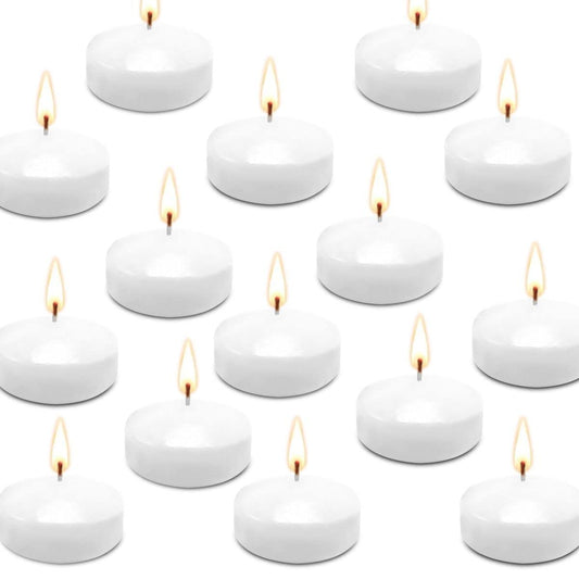 50 Pack Floating Candles, 2'' White Unscented Dripless Wax Burning Candles, for Cylinder Vases, Weddings, Party and Holiday
