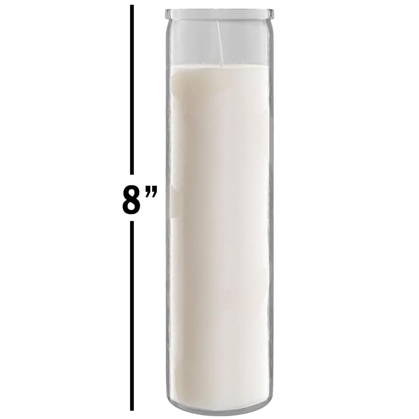 White Prayer Glass Candle Set - 4 Pack White Prayer Candles for Vigils, Prayers, Cemetery, Blessing Ceremonies | Bulk 8" Candle Kit