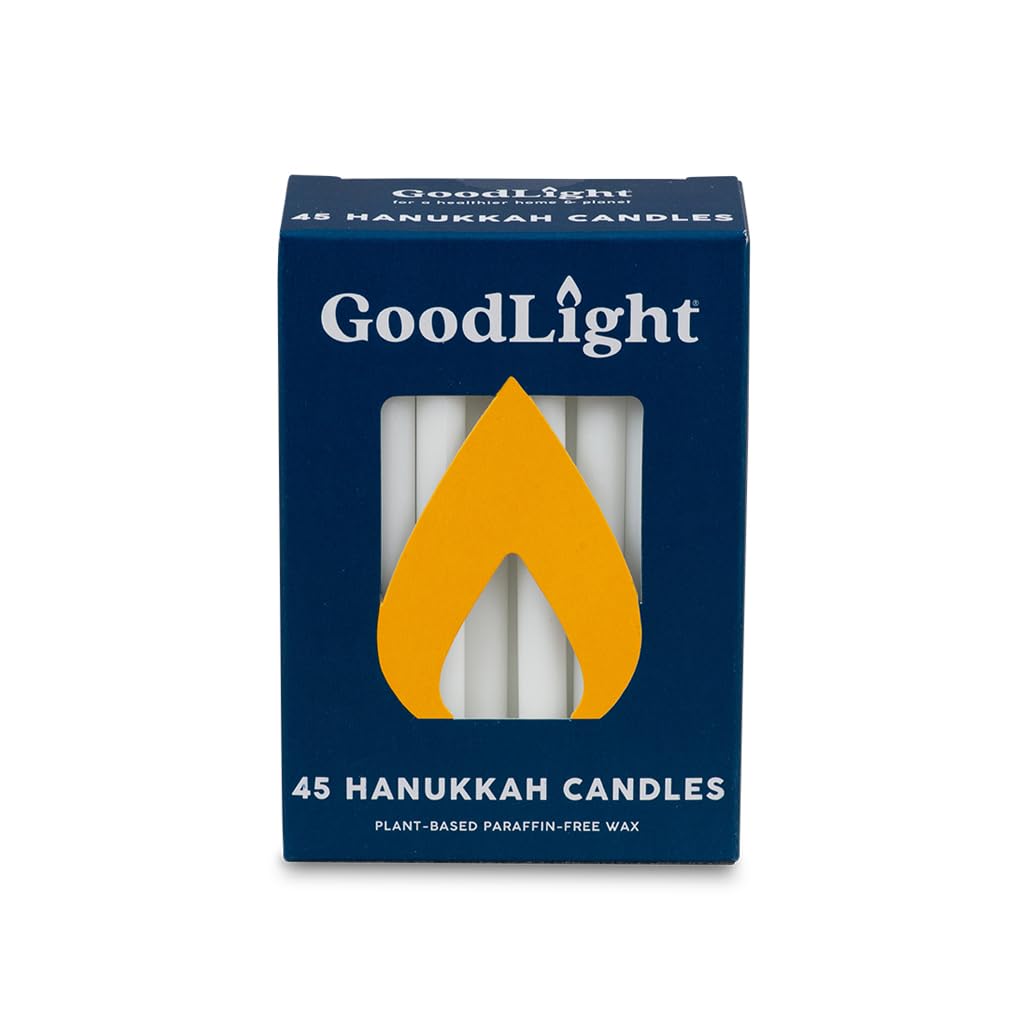 GoodLight Hanukkah (Chanukah) Candles | 45 Minute Burn Time | Dripless Paraffin Free Menorah Candles (45 Count)