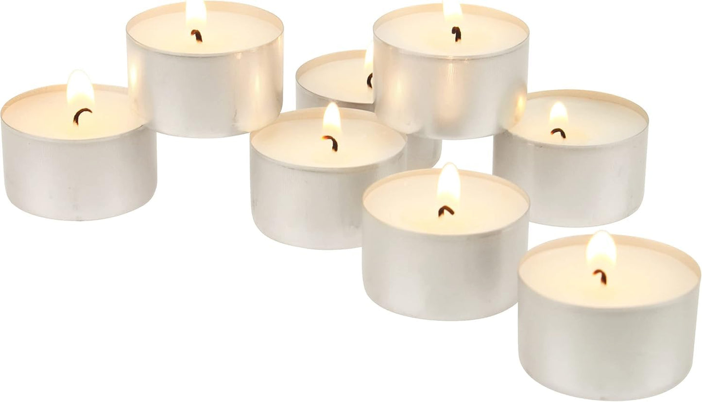Stonebriar White Unscented Smokeless Long Burning Tea Light Candles with 8 Hour Burn Time, 200 Count