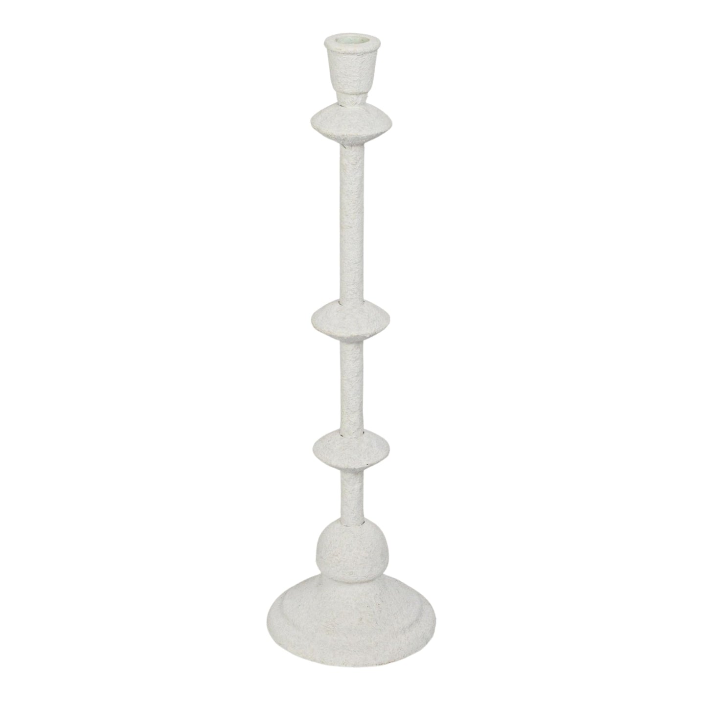 Creative Co-Op Tall Metal Taper Candle Holder in Sand Finish, Antique White