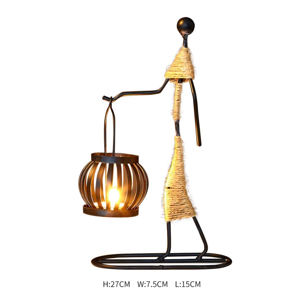 XILIN-1987 Candle Holderss Girl Shape Iron Candlestick Tabletop Decoration Cafe Candlelight Dinner Props Romantic Candlestick Decorative Candlestick (Size : B)