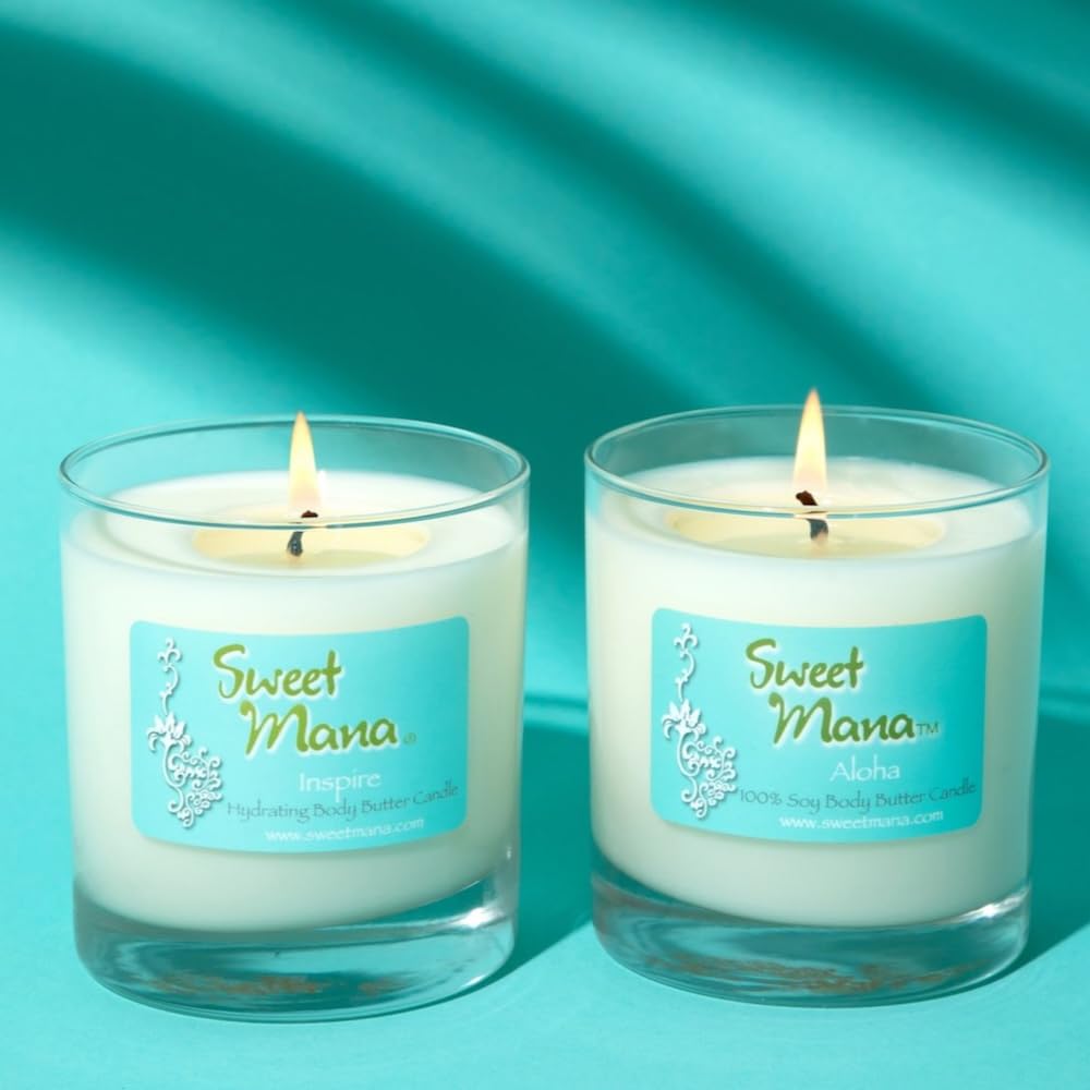 Happiness Lotion Candle | Gardenia, Pineapple & Coconut Water | Luxury Soy Candle | Aromatherapy Massage Candle | Ultra Moisturing Body Butter | Hand Poured in USA | 9 oz. | Sweet Mana