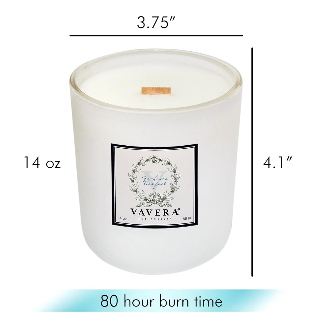 VAVERA Gardenia Candle. Wood Wick Candles that Crackle, 14oz Matt White Candle Jar, Consummate Gardenia Lover's Delight. Soy, Vegan, Non Toxic Luxury Home Decor. Hand-Crafted in USA.