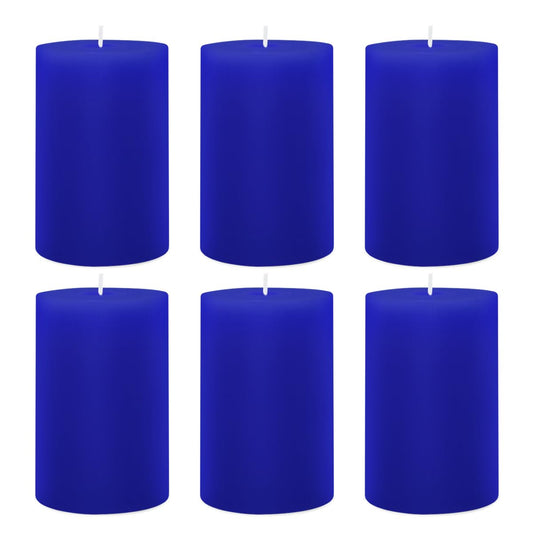6 Packs 2.75x4 Inch Blue Colored Pillar Candles, Unscented Dripless Cylinder Wax Candles for Home Table Holiday Party Spa Decor Emergency Power Outage