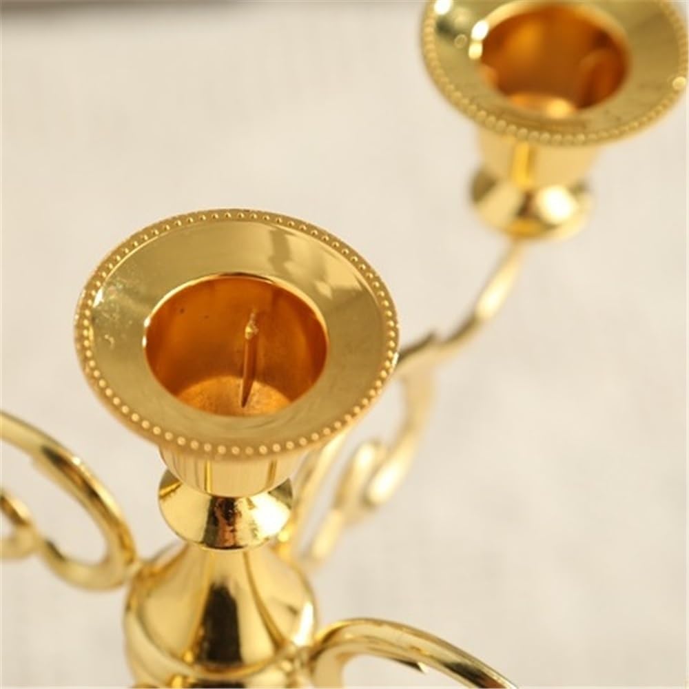 cfycfy987 Candelabra Retro Five-Headed Metal Candlestick for Wedding Dining Table Christmas Party Home Decoration Candle Sticks Holder(Gold)