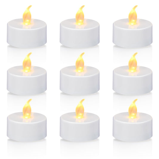 KOABY 24 Pack Tea Lights with Timer, Auto-On 6 Hours and Off 18 Hours in 24 Hours Cycle Automatically, Battery Operated Flameless Flickering Tea Lights with Timer(24 Pack, Warm Yellow)