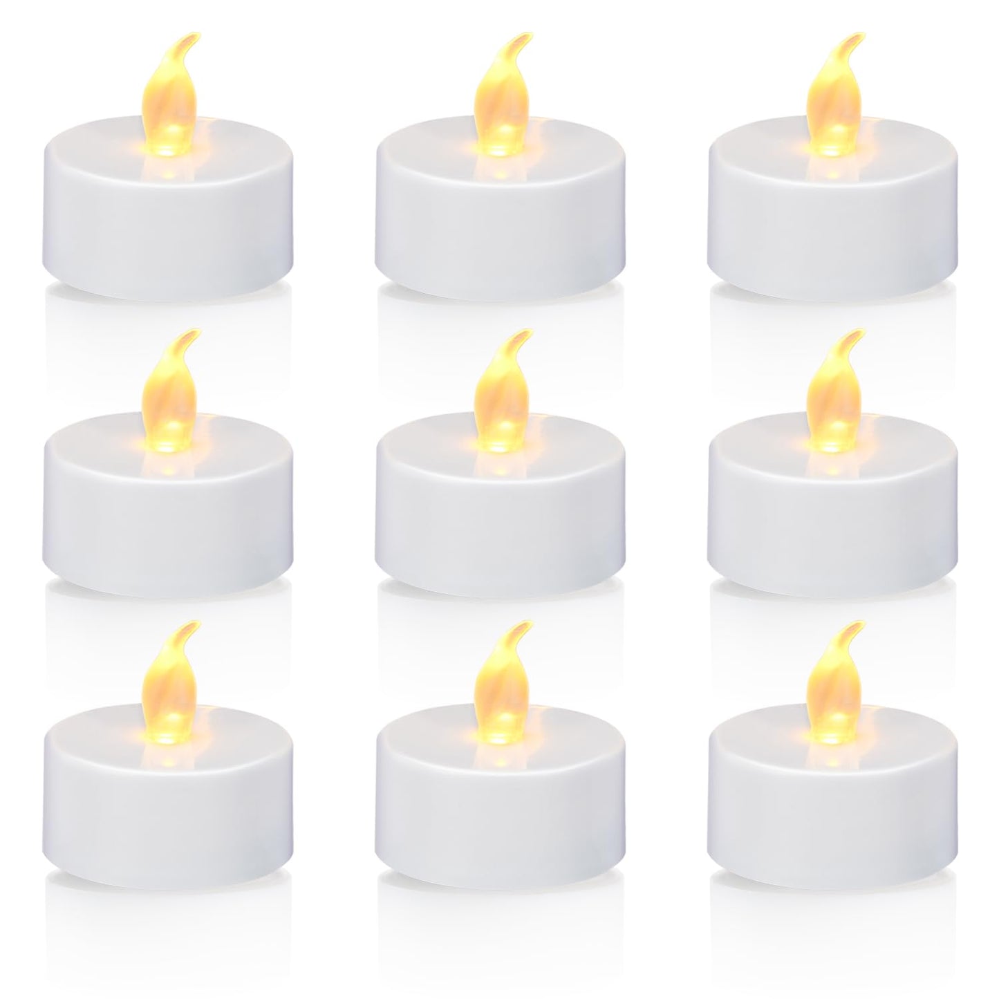 KOABY 50 Pack Tea Lights with Timer, Auto-On 6 Hours and Off 18 Hours in 24 Hours Cycle Automatically, Battery Operated Flameless Flickering Tea Lights with Timer(50 Pack, Warm Yellow)