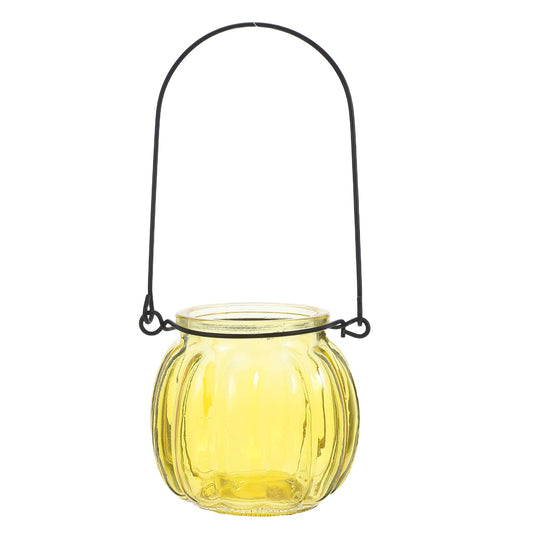 ULTECHNOVO Vintage Glass Pumpkin Hanging Tealight Candle Holder for Home Decor Wedding Party Romantic Ambiance 3 Inch Crystal Clear