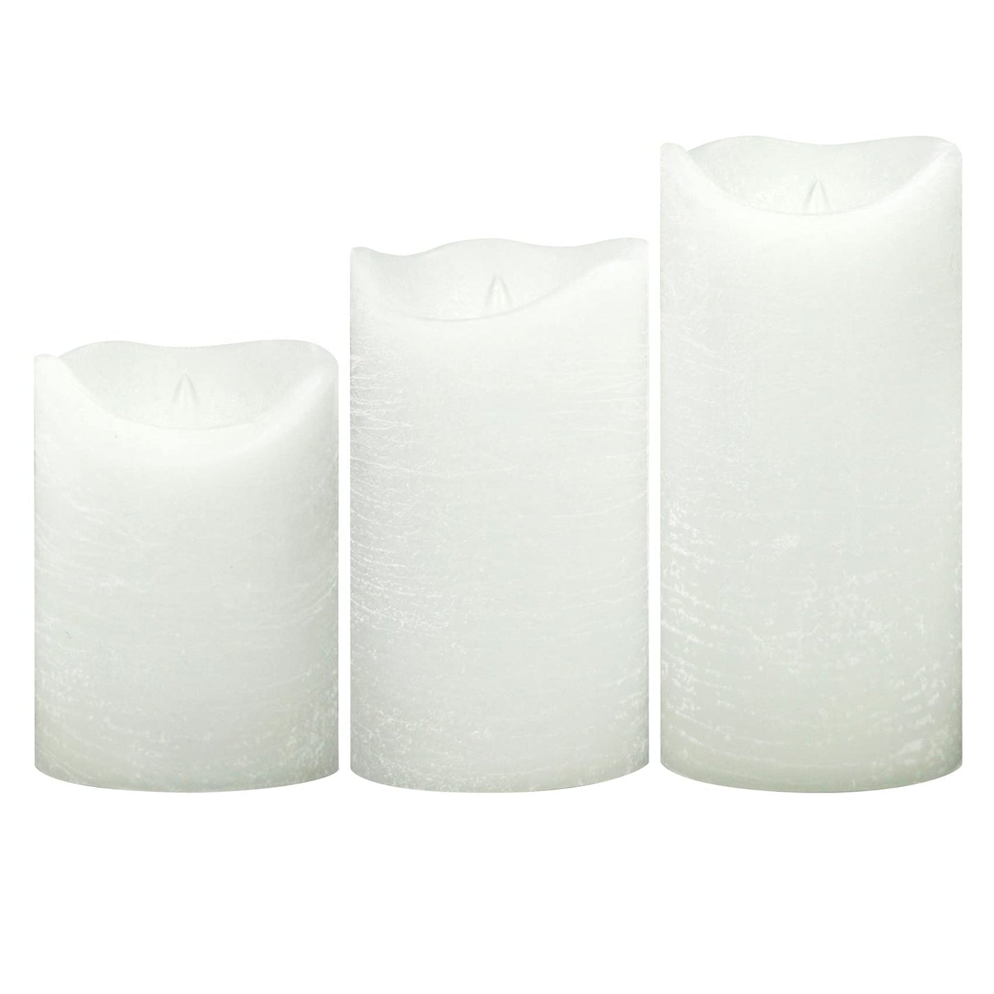 EZiKitchen Flameless Candles Flickering Set of 3 (D 3’’ x H 4’’ 5’’ 6’’) Real Wax Battery Operated LED Candle with Timer Home Decorative Pillar Lights,Wedding Party Events Decor,White