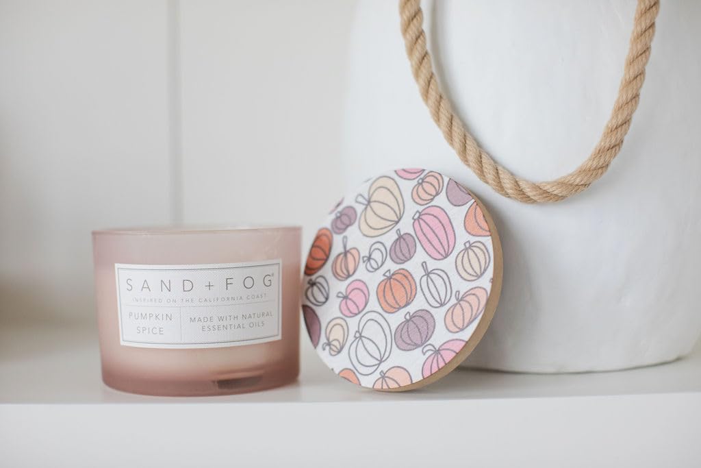 Sand + Fog Scented Candle - Pumpkin Spice – Additional Scents and Sizes – 100% Cotton Lead-Free Wick - Luxury Air Freshening Jar Candles - Perfect Home Decor – 12oz