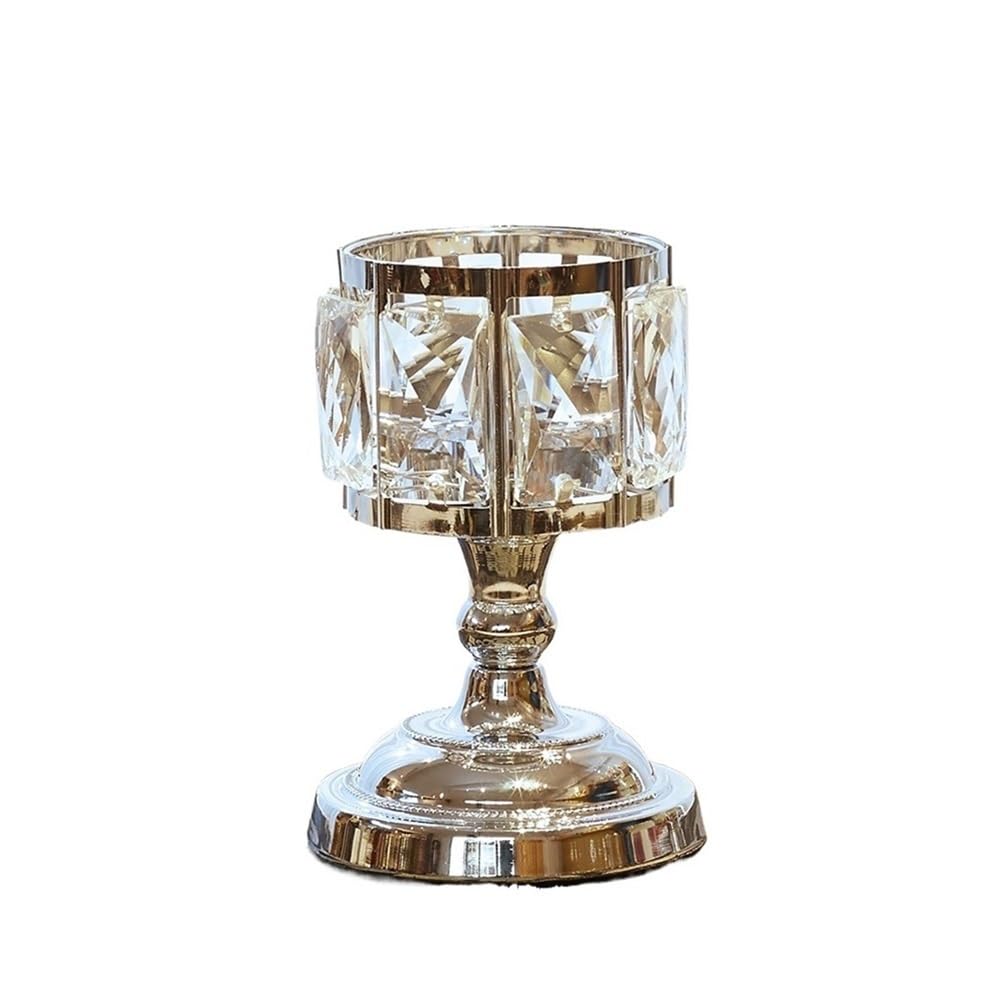 Candlestick Holders Simple Iron Glass Candlestick Modern Table Decoration Ornaments Candle Holder Candle Holders(Silver,Small)