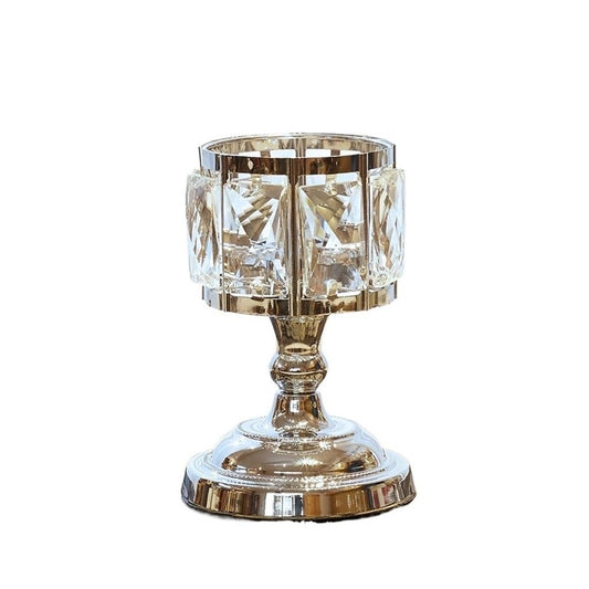 Candlestick Holders Simple Iron Glass Candlestick Modern Table Decoration Ornaments Candle Holder Candle Holders(Silver,Small)