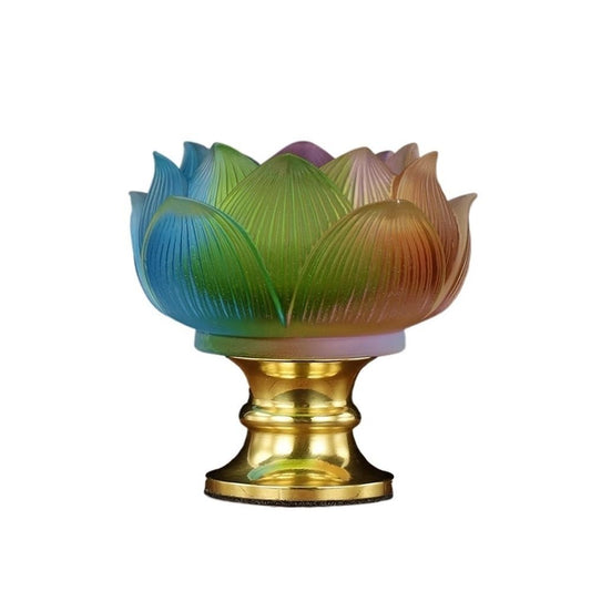 Candlestick Holders Ancient Glass Candlestick Household High Foot Lotus Candle Holder Decoration Candle Holders(Multi-Colored)