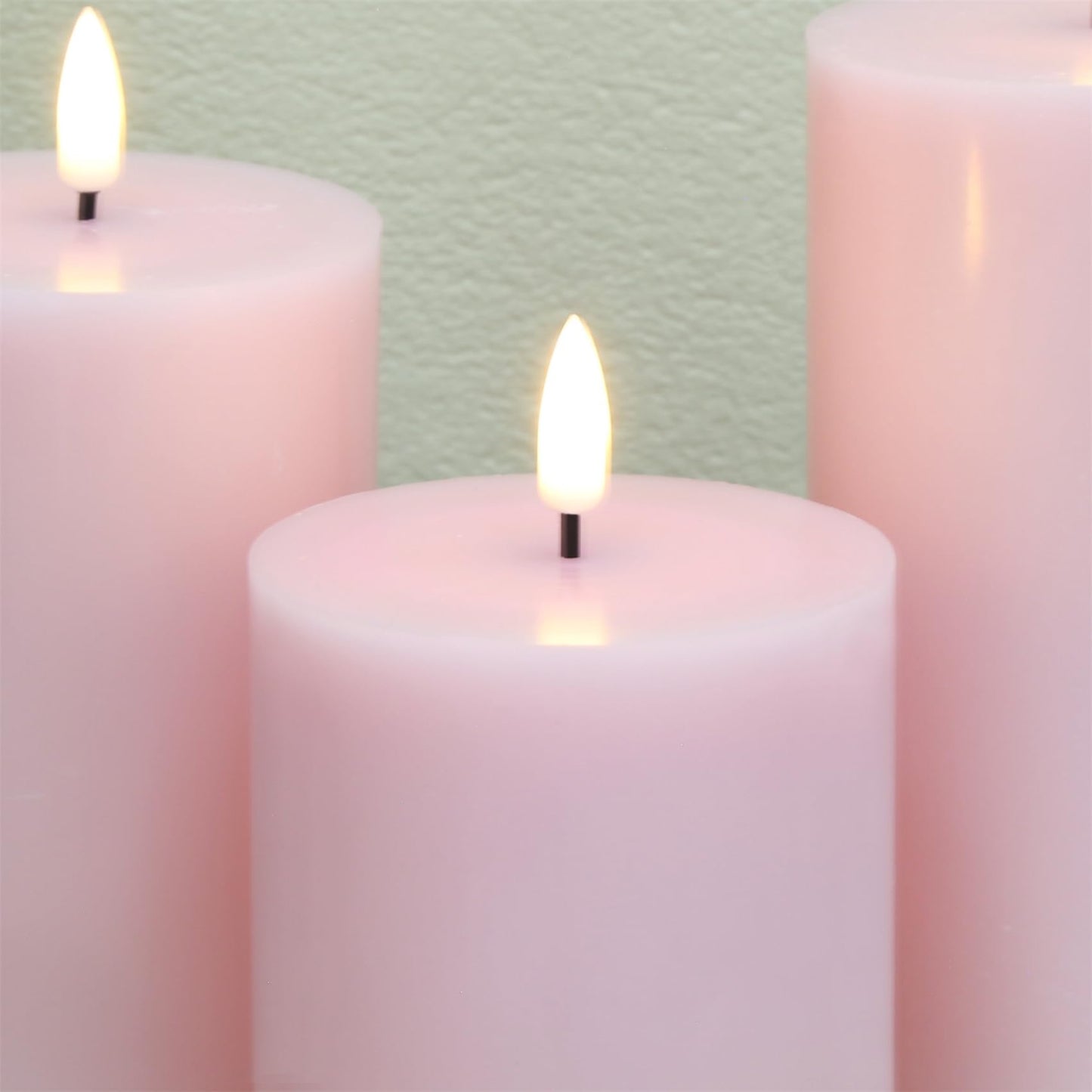 Girimax Pink Flameless Pillar Candles with Remote, LED Candles Battery Operated, Real Wax Flickering Electric Fake Candles Set of 3