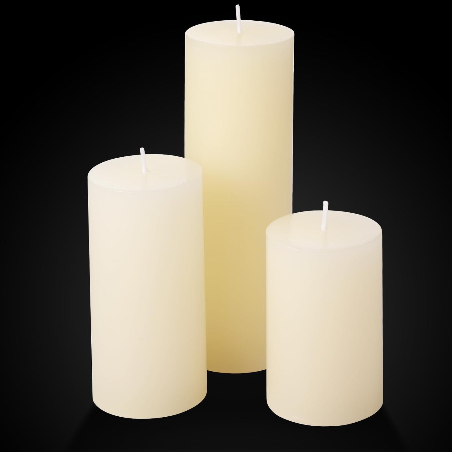 Shihanee 36 Pcs Pillar Candles and Glass Cylinder Vases Tall Cylinder Holders for Pillar Candles Wedding Centerpieces, Total 18 Sets(2.6'' X 4.7'', 5.9'', 7.9'',Clear,Ivory)