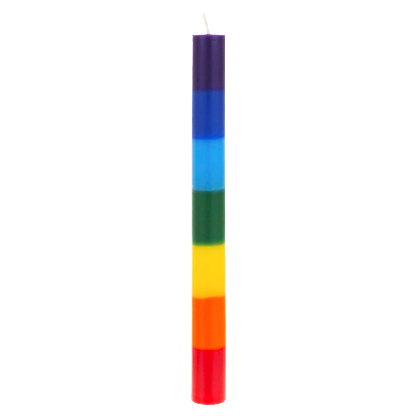 Mega Candles 5 pcs Unscented Multi Color Straight Taper Chakra Candles, Hand Poured Premium Wax Candle 10 Inch x 1 Inch, 100% Cotton Wick, Positive Healing Energy, Meditation, Relaxation, Reiki, Yoga