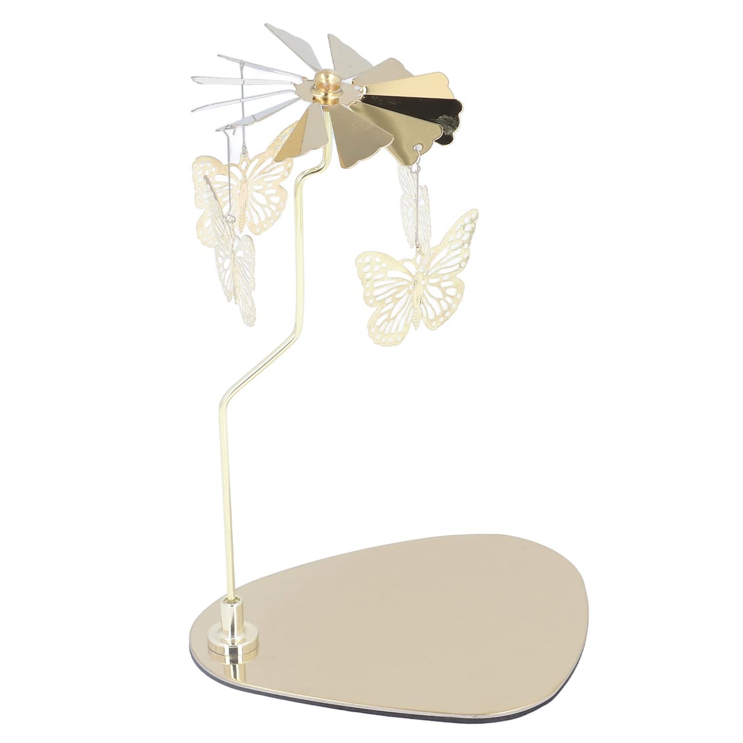 Candle Holder, Rotating Candle Holder, Round Plate Romantic European Stainless Steel Aromatherapy Candle Holder, Candlestick Holders Golden Butterfly (No Candle Cup)