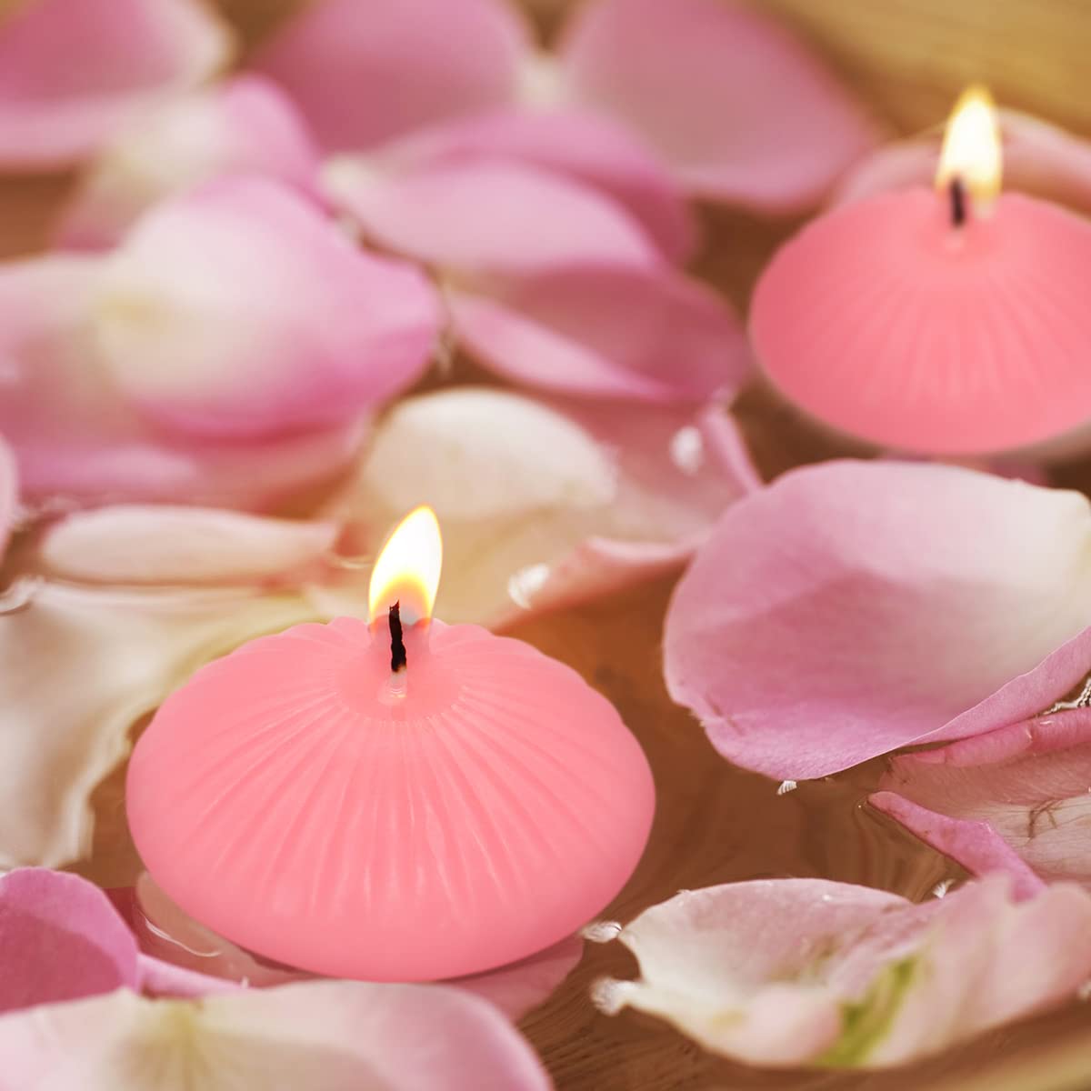 Pink Floating Candles for Cylinder Vases, 24 Pack 2 Inches Water Tealight Candles for Centerpieces at Wedding Dinner Party Spa Treatments