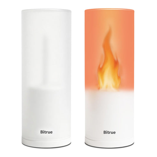 Bitrue 2nd-Gen LED Flame Lights with Remote & Timer - Rechargeable Flameless Candles, 2 Modes, 3 Adjustable Flame Core Lengths for Brightness, 13 Colors for Patio, Wedding, Halloween, 2 Pcs