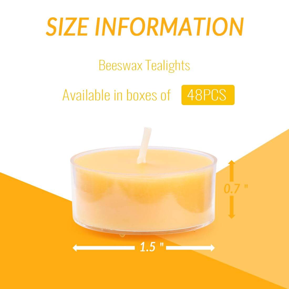 JONERAY 48 Packs Pure Beeswax Tealight Candles Bulk-4 Hour Burn Time,Unscented Natural Beeswax Tealights for Centerpiece Table (Yellow)