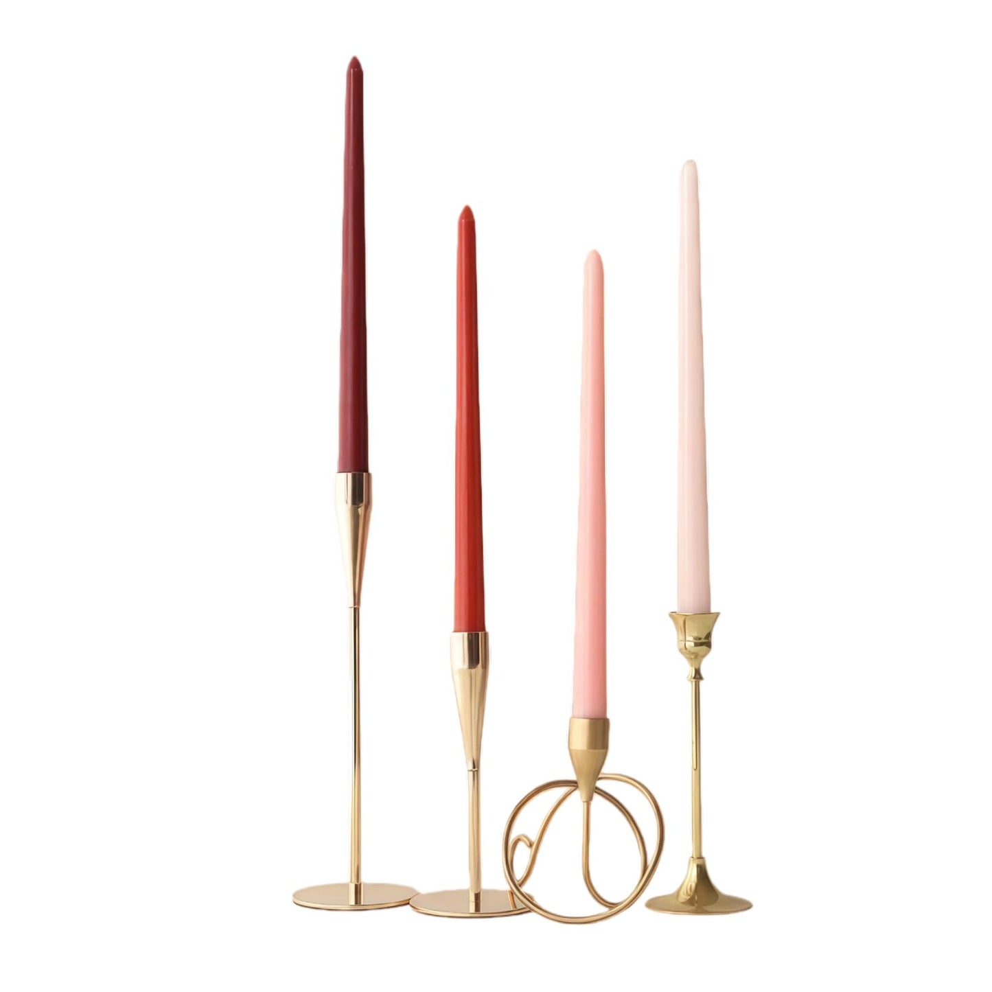 LSXHASGLD 12 Inch Taper Candles, Set of 4, Unscented Smokeless Long Tapered Candle for Wedding Home Decor Christmas (Red Series, 12in)