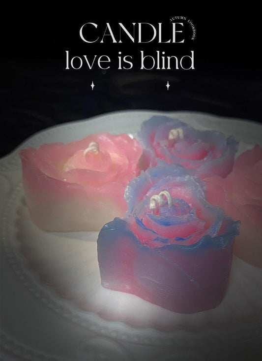 Glow in The Dark Heart Shaped Flower Candle,Low Temperature Body Safe Candle，40 Degrees Peony Flower Rose Scented Aromatherapy Drip Wax，Adult Couple Dating Play Wax (Blue Pink Luminous)