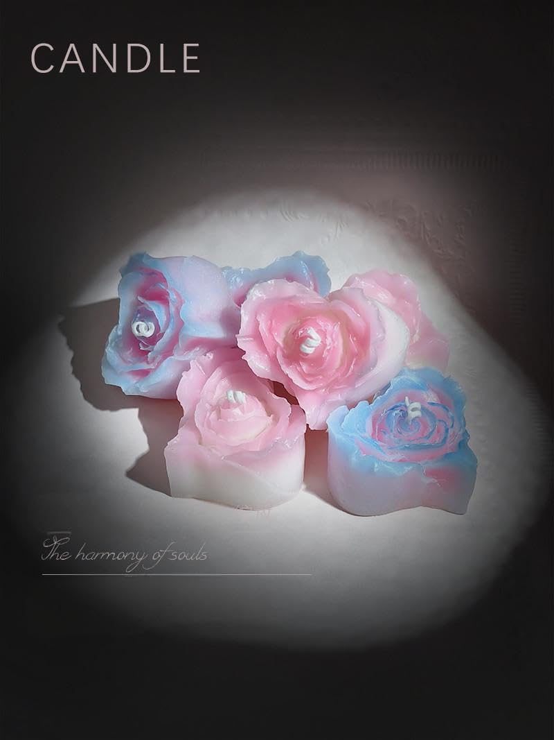 Glow in The Dark Heart Shaped Flower Candle,Low Temperature Body Safe Candle，40 Degrees Peony Flower Rose Scented Aromatherapy Drip Wax，Adult Couple Dating Play Wax (Blue Pink Luminous)