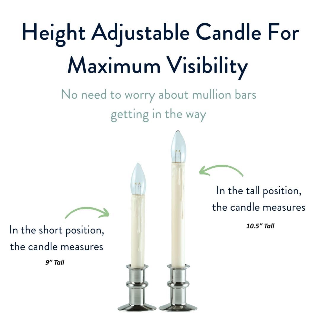 Celestial Lights Set of Four Battery Operated Remote Programmable Window Hugger Candle for Narrow Window Sills Daily Timer Choose 6, 8, or 10 Hours Flicker or Steady (Brushed Nickel)