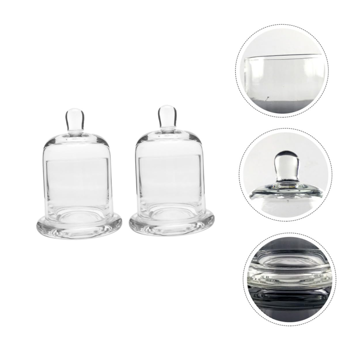 Amosfun 2 Sets Glass Candle Holders with Bell Handmade Blow Glass Candlesticks for Home Decor Weddings Romantic Atmosphere Display Height