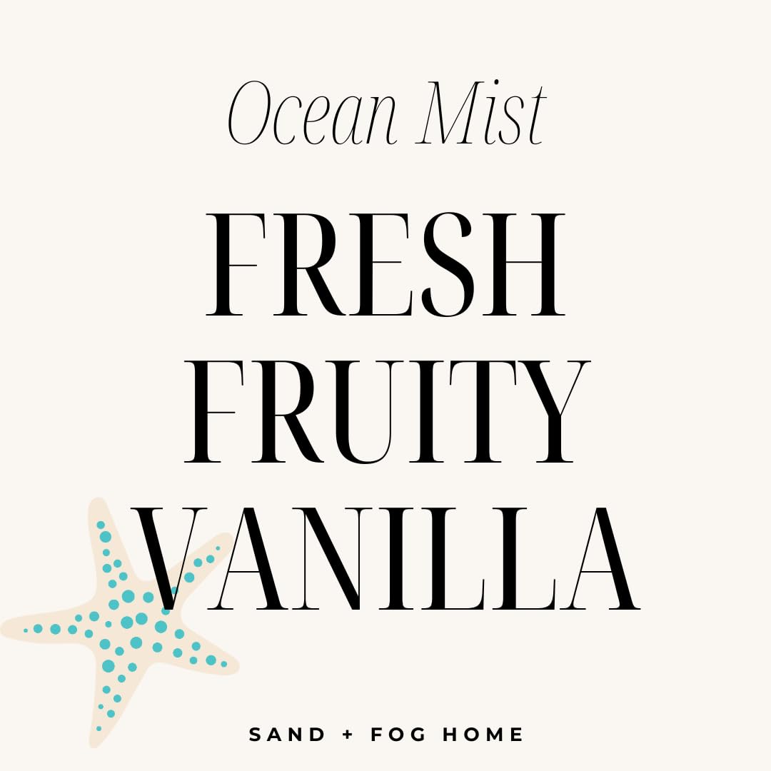 Sand + Paws Scented Candle - Ocean Mist - Additional Scents and Sizes – Luxurious Air Freshening Jar Candles Neutralize pet Odors and Enhance Home décor – 100% Cotton Lead-Free Wicks - 12 oz