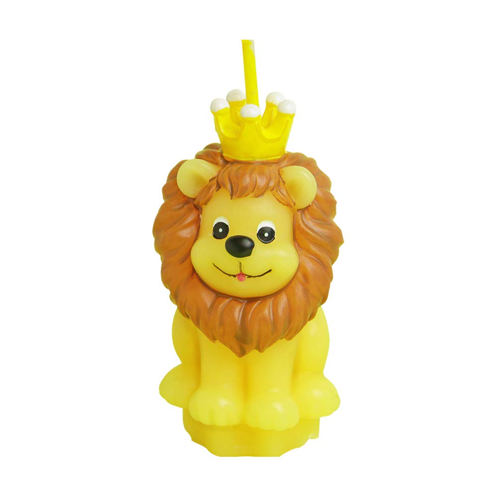 FLYPARTY Children's Birthday Candles with Greeting Card,Handmade Adorable Cute Animal Baby Shower Cake Topper Candle, Wedding Festival Zoo Theme Party Favors Decorations (Lion)