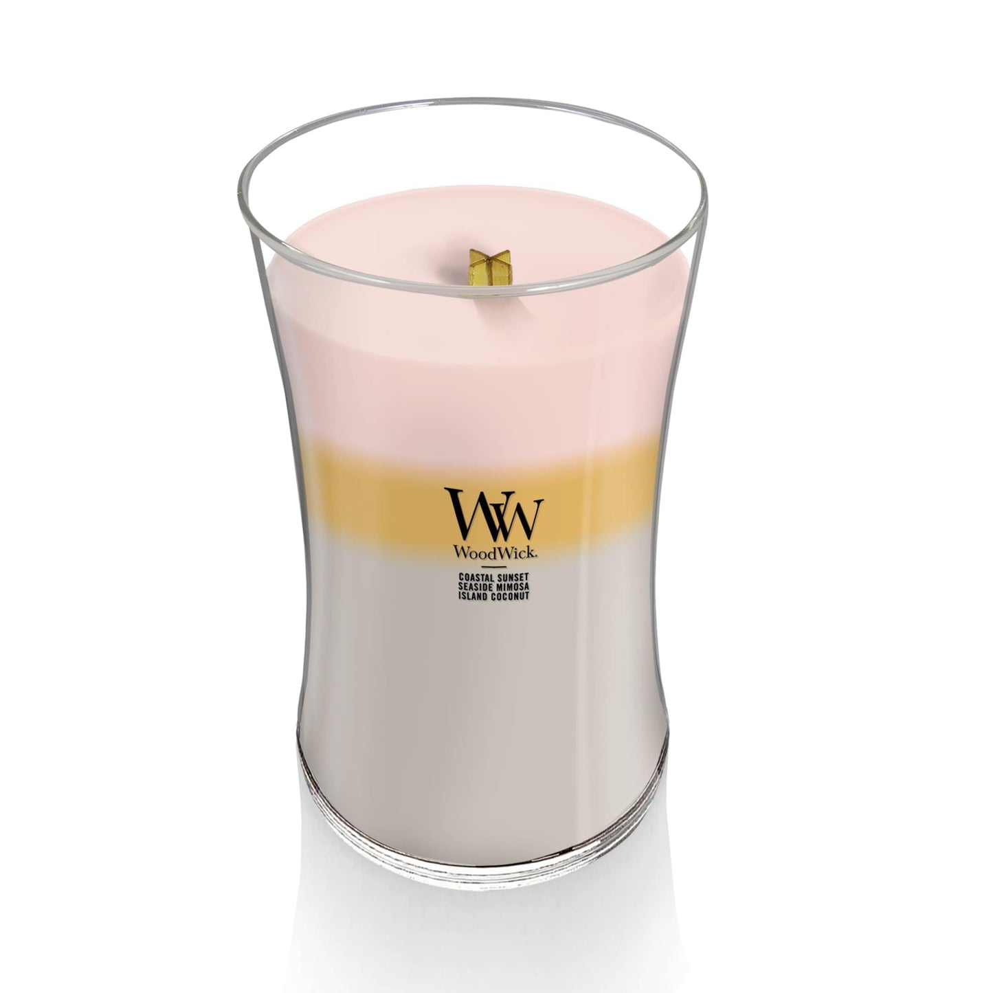 WoodWick Island Getaway Trilogy Gifts for Women and Men, 21.5 oz Large Hourglass Trilogy Candle with Crackling Wick