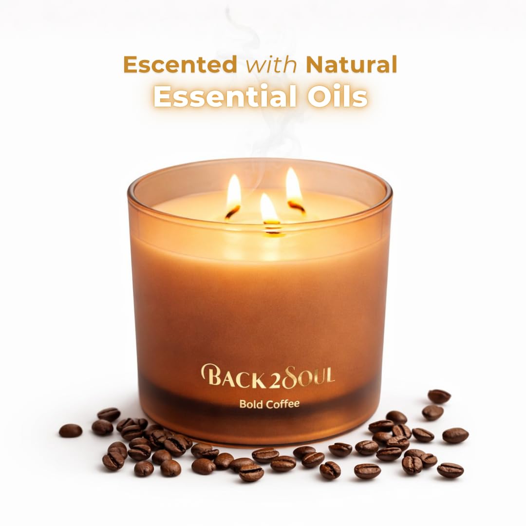 Scented Soy Candles 13.4 oz, Non Toxic Candle, Clean Burning Aromatherapy Candle for Relaxation, 50 Hours Burn Time, Mothers Day Gift for Mom, Bold Coffee