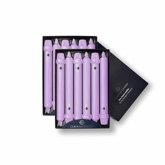 Colonial Candle Unscented Taper Candle, Classic Collection, Lilac, 8 in, Pack of 12 - Up to 6 Hours Burn