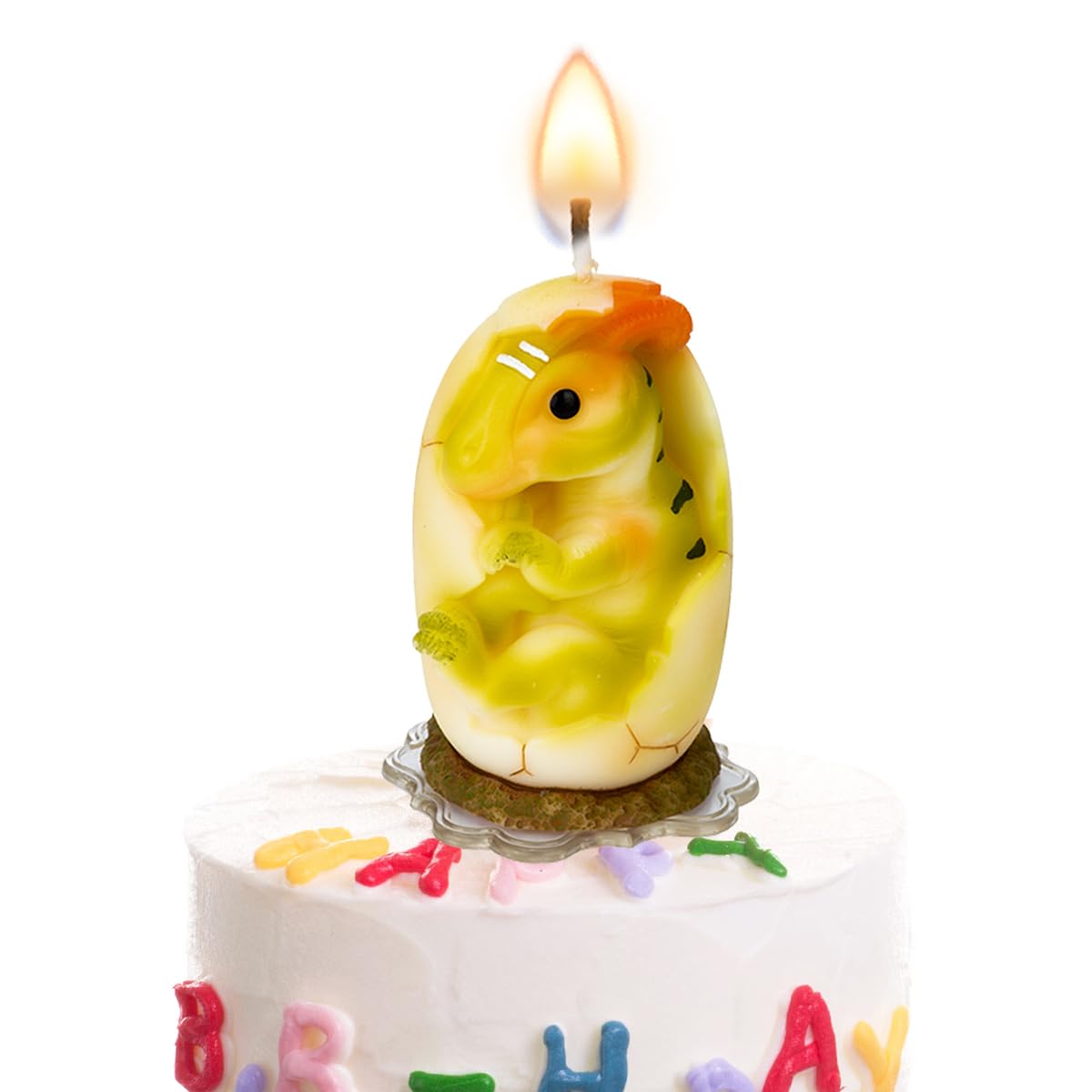 Mesiiloly Mesiiloly Largr Dinosaur Birthday Candle - 3.2" Green Dinosaur Cake Topper for Boys and Girls, Cute Dino Candle for Easter Birthday Party Decorations