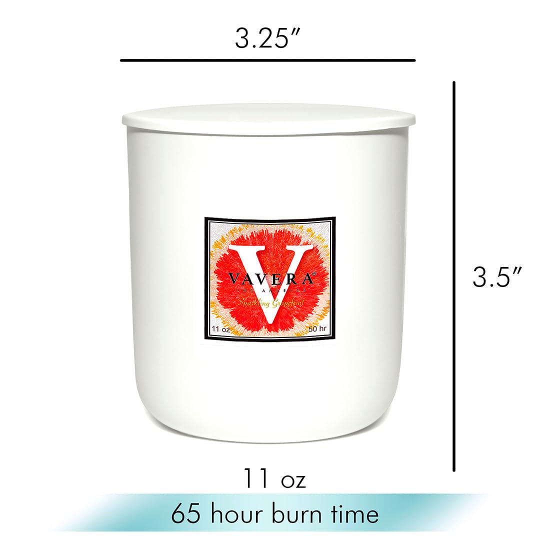 VAVERA Sparkling Grapefruit Wood Wick Candles that Crackle (11oz Matte White Candle w/lid) Juicy Freshness. Crossover Soy Candles for Women or Men! Non Toxic Scented Candles, Hand-Crafted in USA.