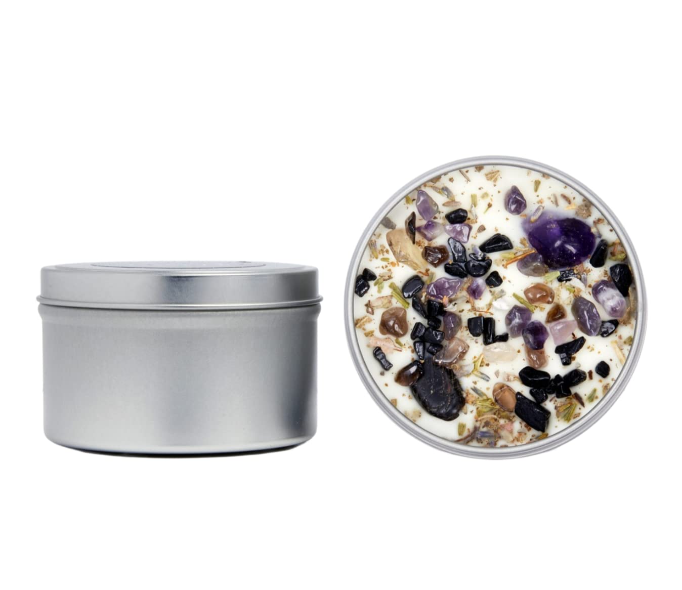 Energy Cleansing Candle by New Moon Beginnings - Crystal & Herb Candles - Protection Candles - All Natural Soy Candle - Lavender Sage Cedar