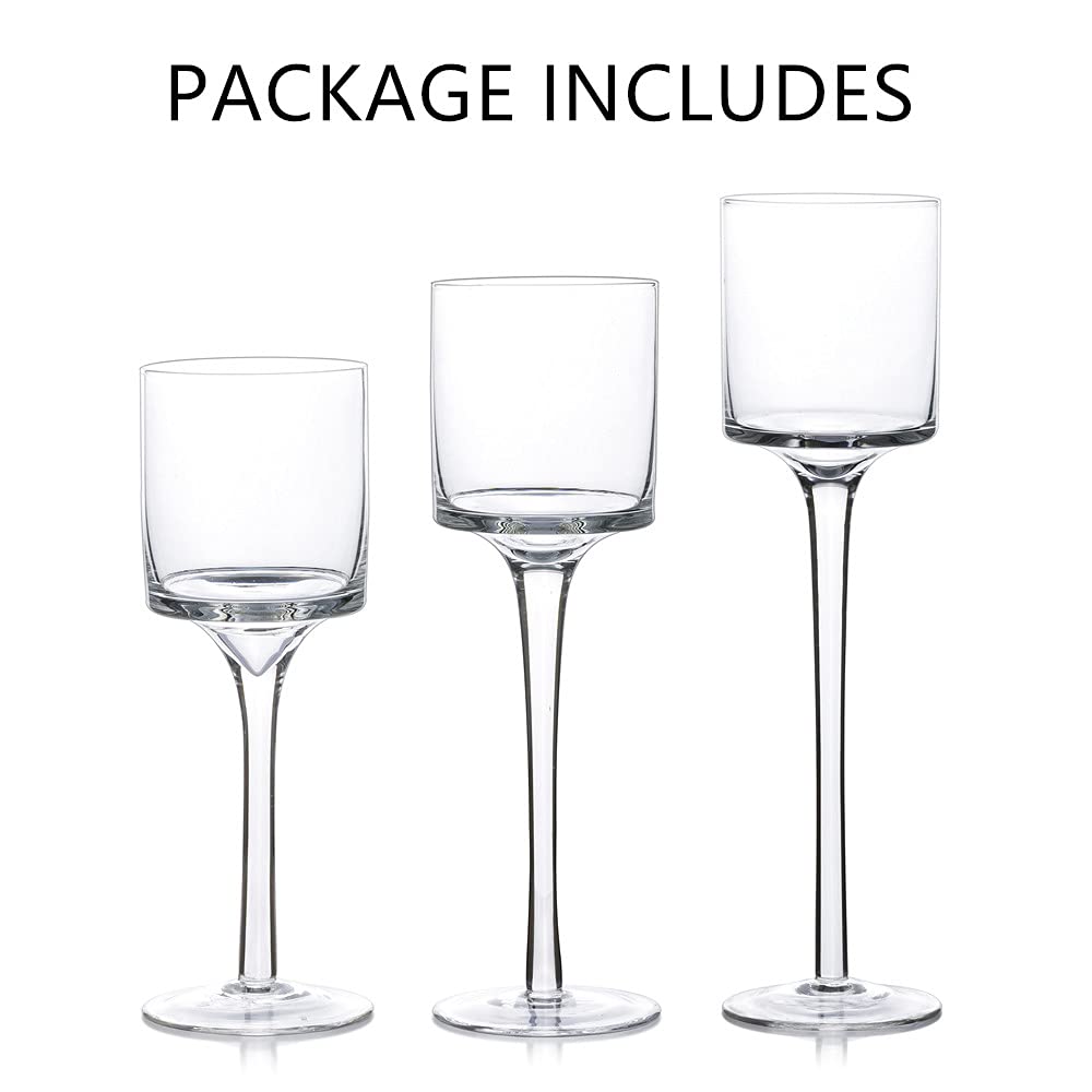 Nuptio 1 Set Tealight Candle Holder Tall Glass Candle Holder for Floating Candles, Glass Candle Holders for Pillar Candles, Tall Candle Holders for Table Centerpiece Home Party Wedding Table Decor