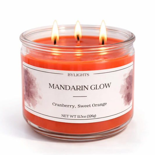 Velvet Apple Ember, Soy Wax Scented Candle, 11.5oz, 3 Wicks (Mandarin Glow)