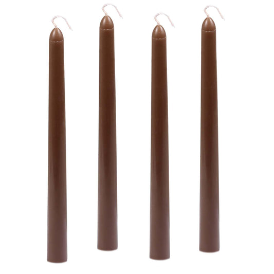 10in Brown Taper Candles Set of 4 Pack Tapered Candle, Tall Candlesticks,for Dinner Party Wedding, Home Decor,Kitchen Decors,Christmas,Halloween (Brown, 10 inch)
