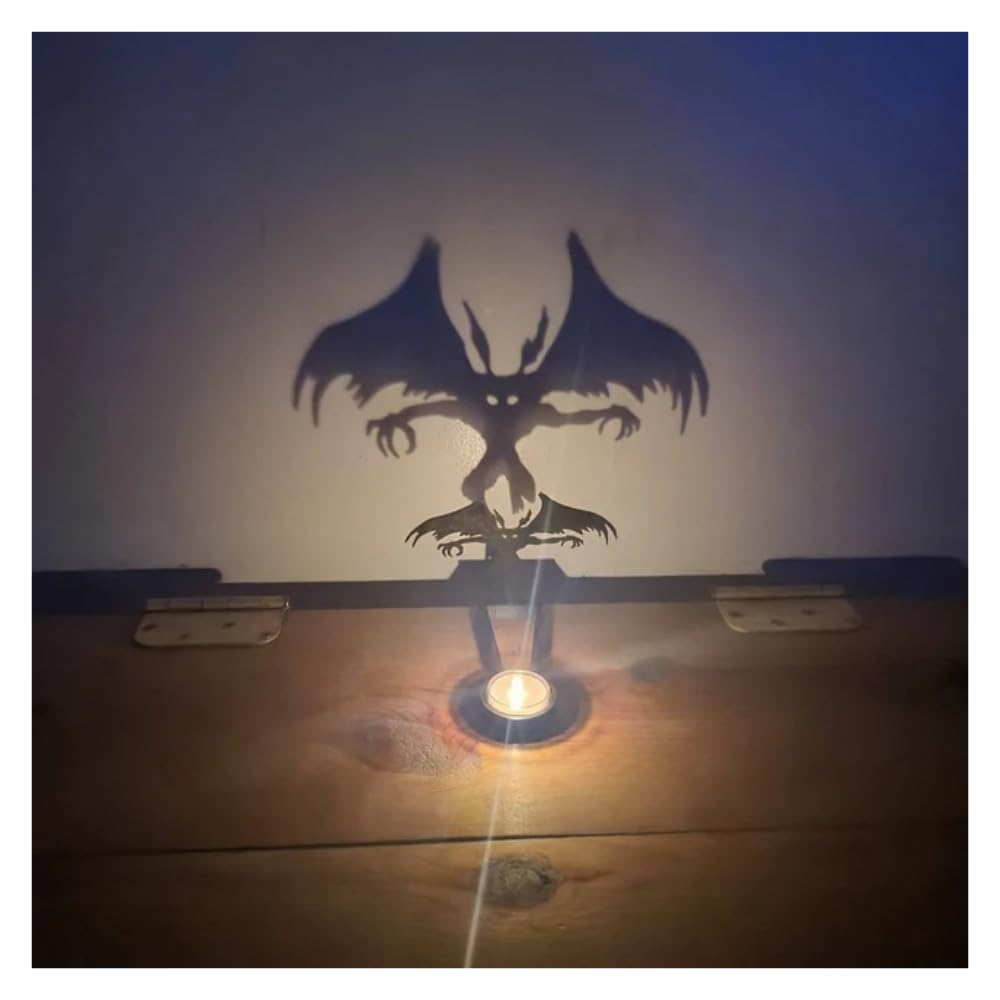 vrsquer Halloween Funny Shadow Stand Candle Holder Table Décor Candle Jars with Witch Skeleton Bat Monster Wolf Cat Pumpkin Table Centerpieces 1pc (color1)